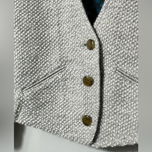 Anthropologie Elevenses Woodland Path Grey 70% Wool Crop 3/4 Sleeve Blazer - S - Picture 3 of 13